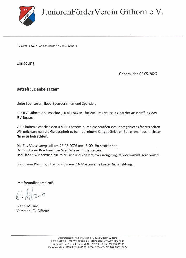 JFV Einladung Vereinsbus